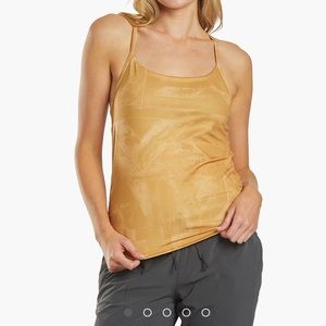 Prana Wander Often Yoga Top Toffee Glo Orange Yellow Size Medium W/ Bra NWT